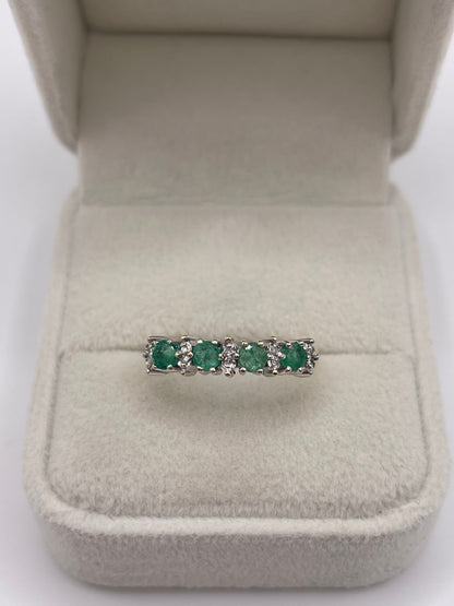 9ct gold emerald and diamond ring