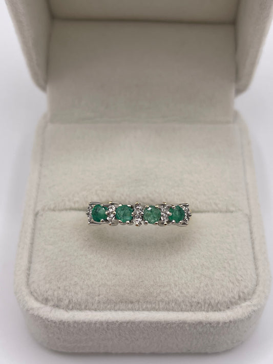9ct gold emerald and diamond ring