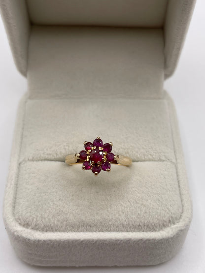 9ct gold ruby cluster ring