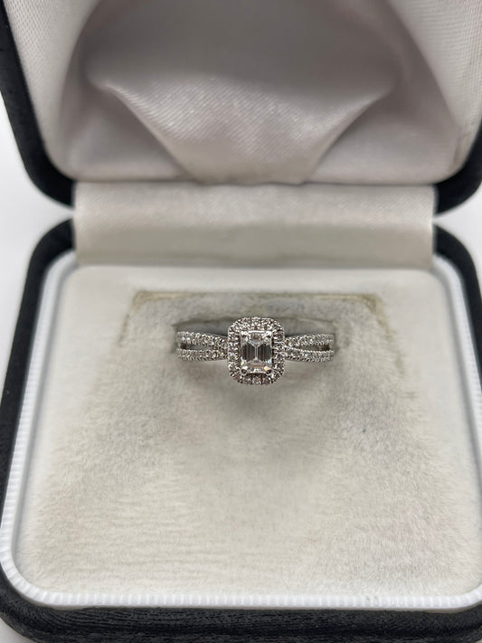 18ct white gold 53 point diamond cluster ring