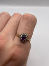 Load image into Gallery viewer, 9ct gold cabochon amethyst and diamond ring
