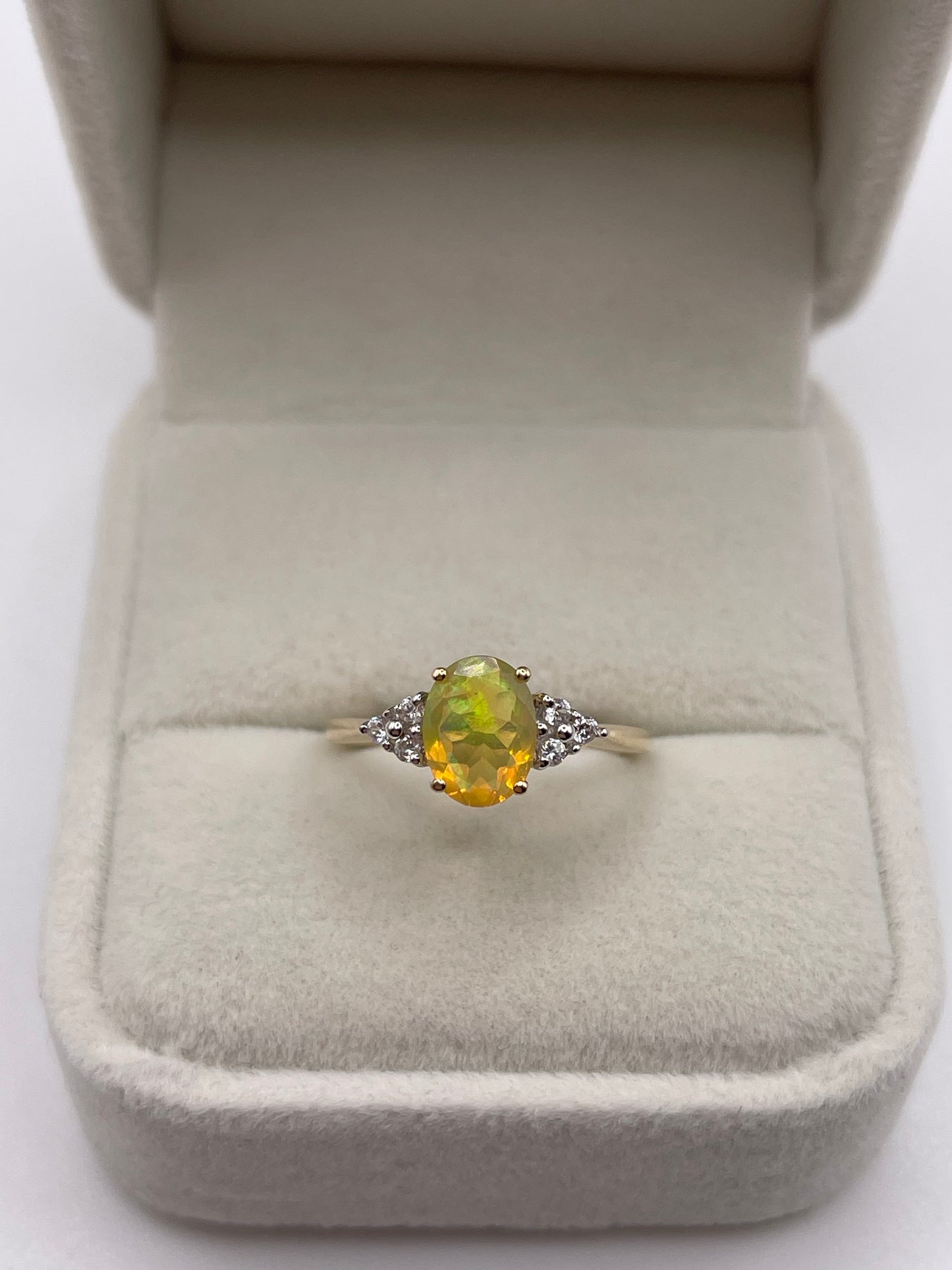 9ct gold opal and zircon ring