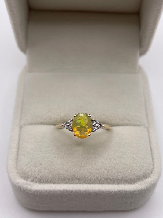 9ct gold opal and zircon ring