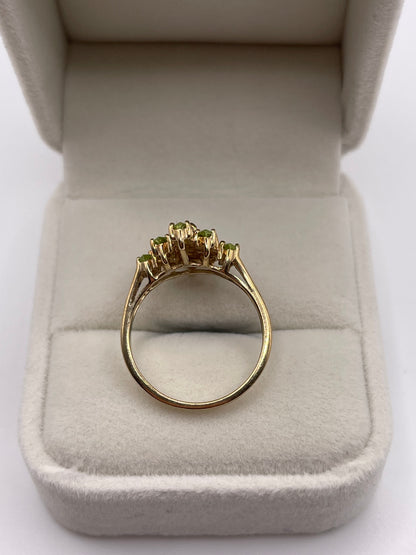 9ct gold peridot and diamond ring