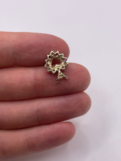 9ct gold ruby and diamond heart pendant