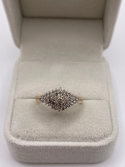 9ct gold diamond cluster ring