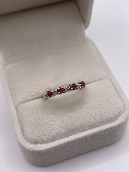 9ct gold ruby and diamond ring