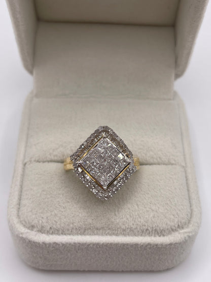9ct gold diamond cluster ring
