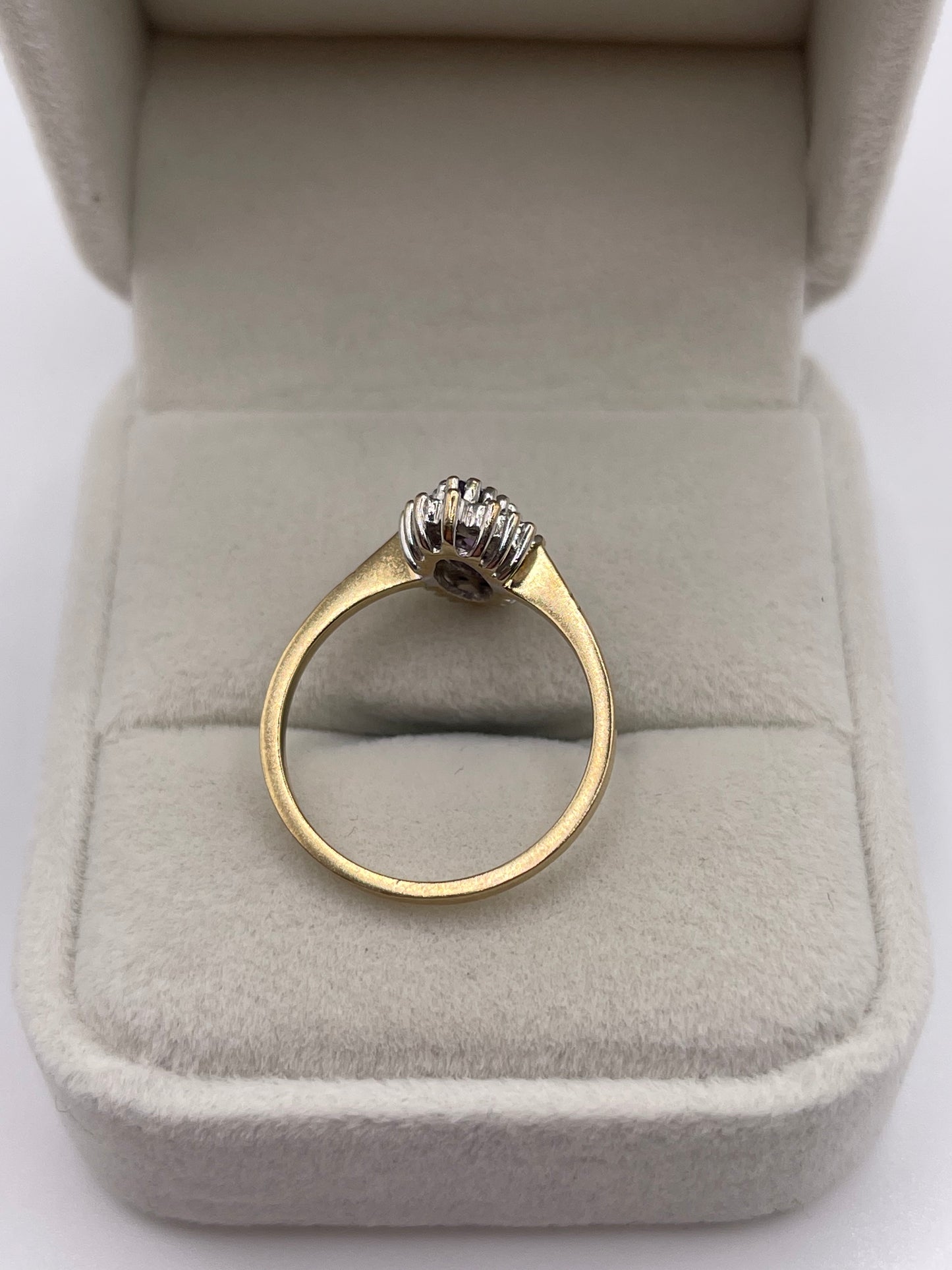 9ct gold amethyst and diamond ring
