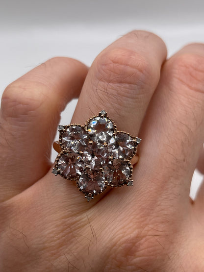 9ct rose gold morganite and diamond ring
