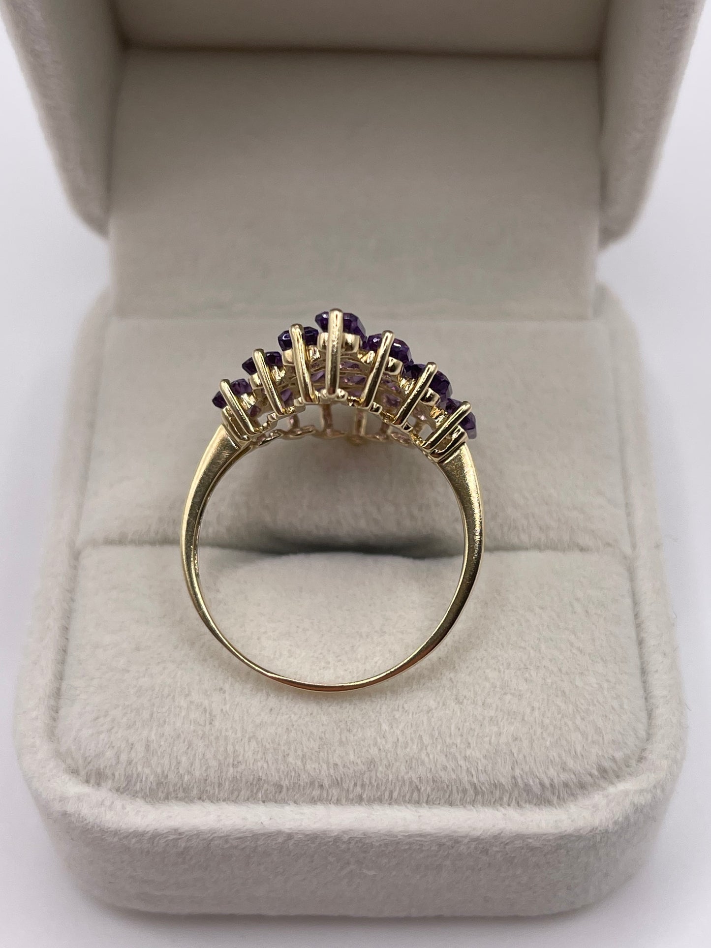 9ct gold amethyst cluster ring