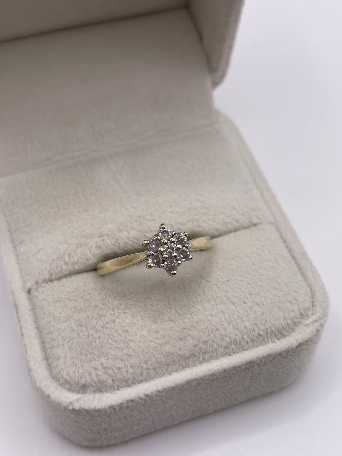9ct gold 33 point diamond cluster ring