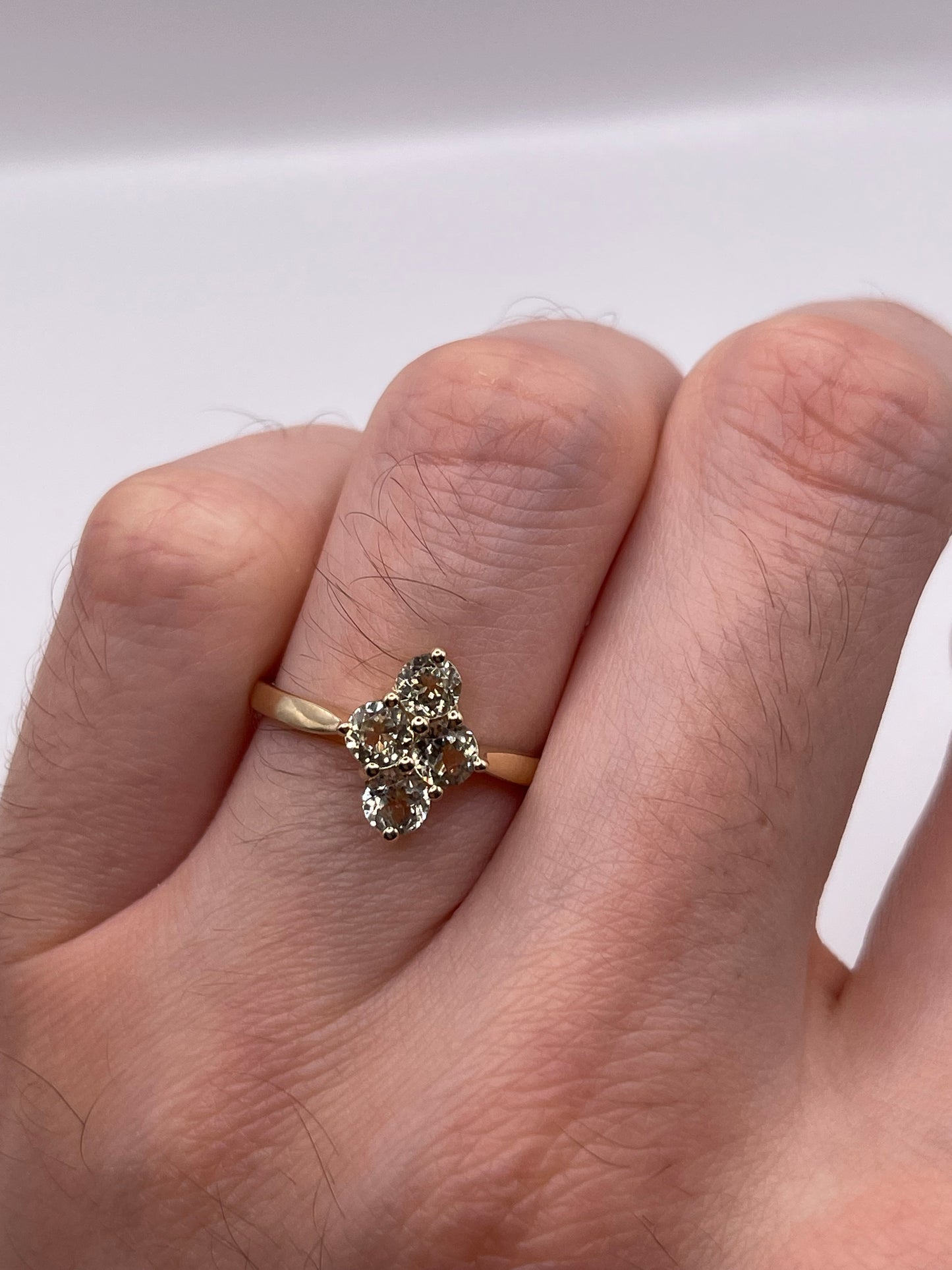 9ct gold quartz cluster ring
