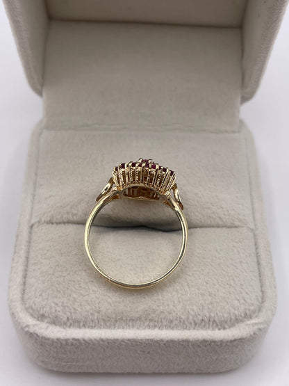 9ct gold ruby cluster ring