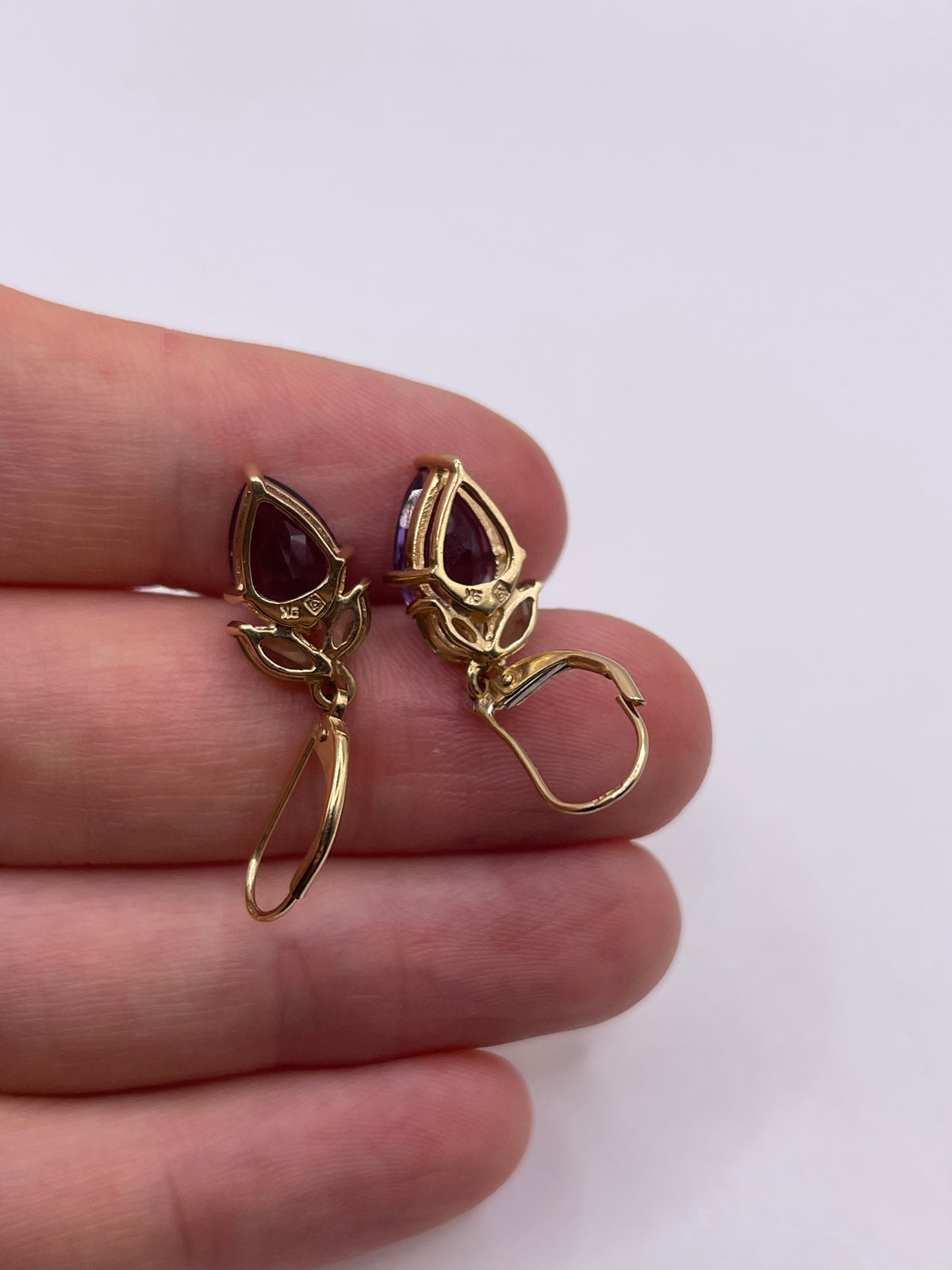 9ct gold amethyst and peridot earrings