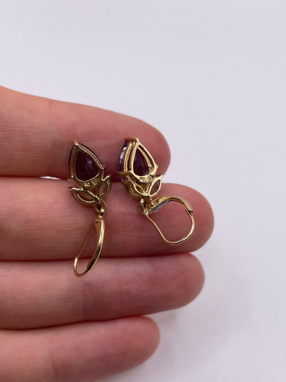 9ct gold amethyst and peridot earrings