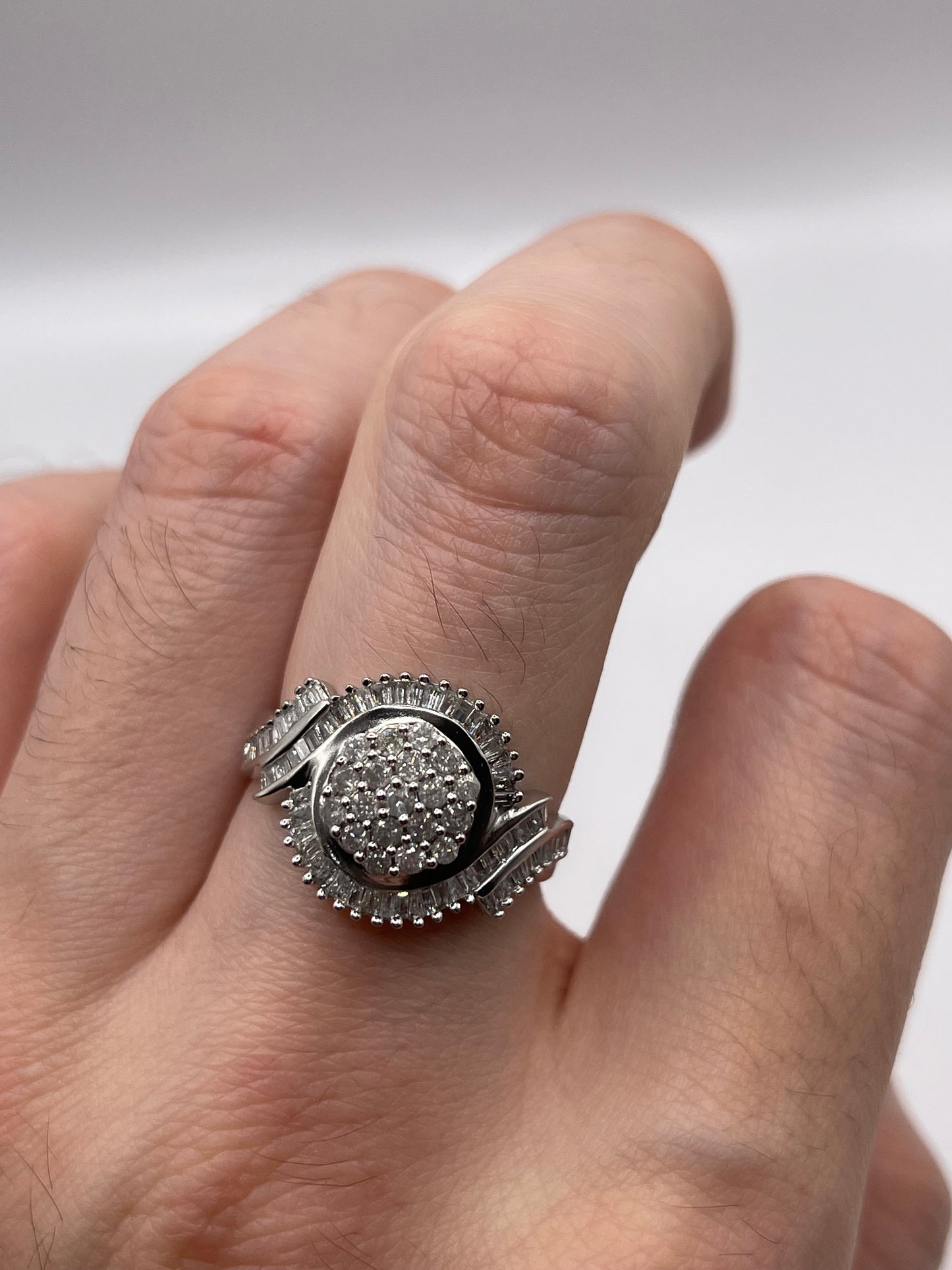 9ct white gold diamond cluster ring