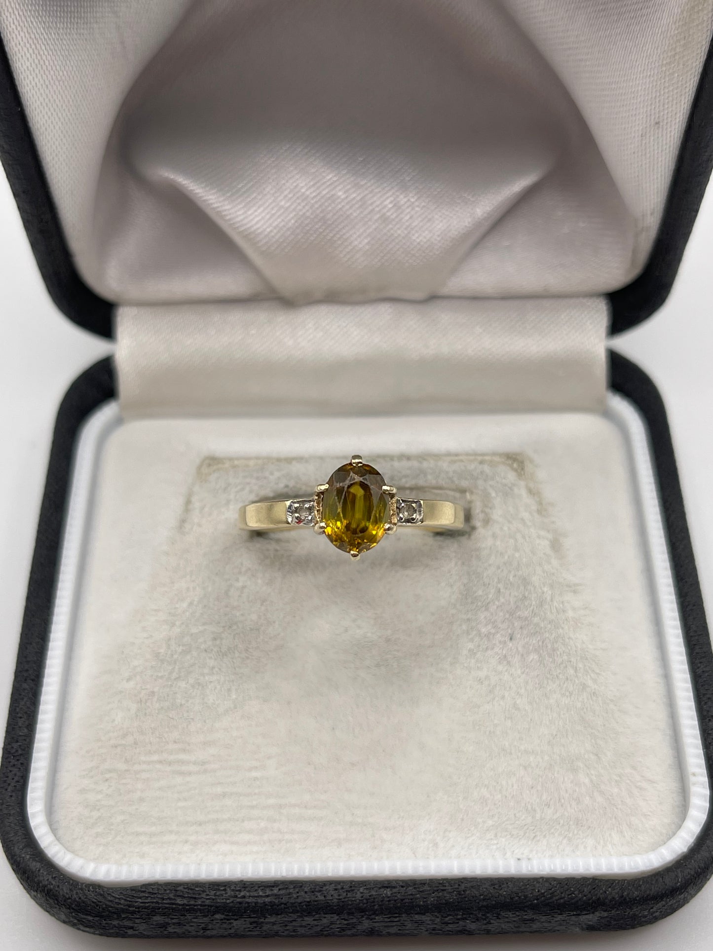 9ct gold sphene and zircon ring