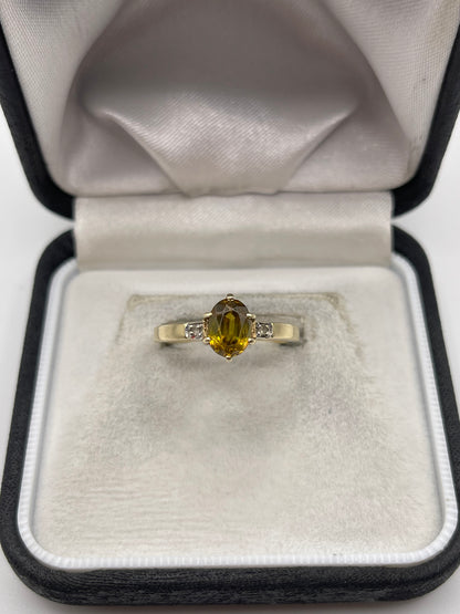 9ct gold sphene and zircon ring