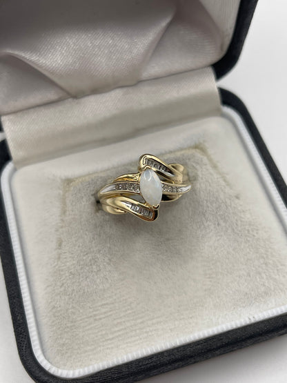 9ct gold opal and diamond ring
