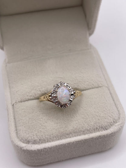 9ct gold opal and diamond ring