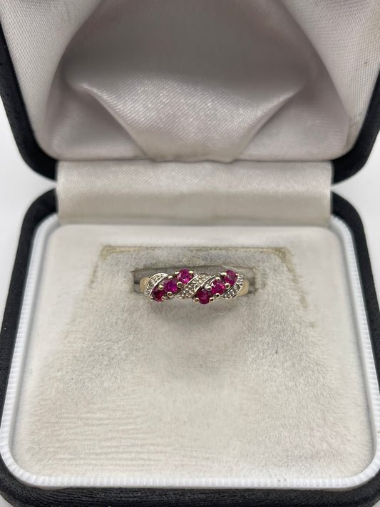 9ct gold ruby and diamond ring