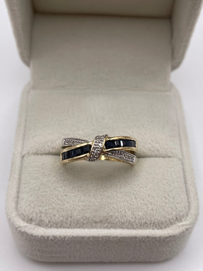 9ct gold sapphire and diamond ring