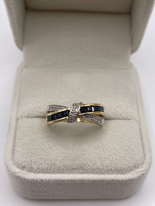 9ct gold sapphire and diamond ring