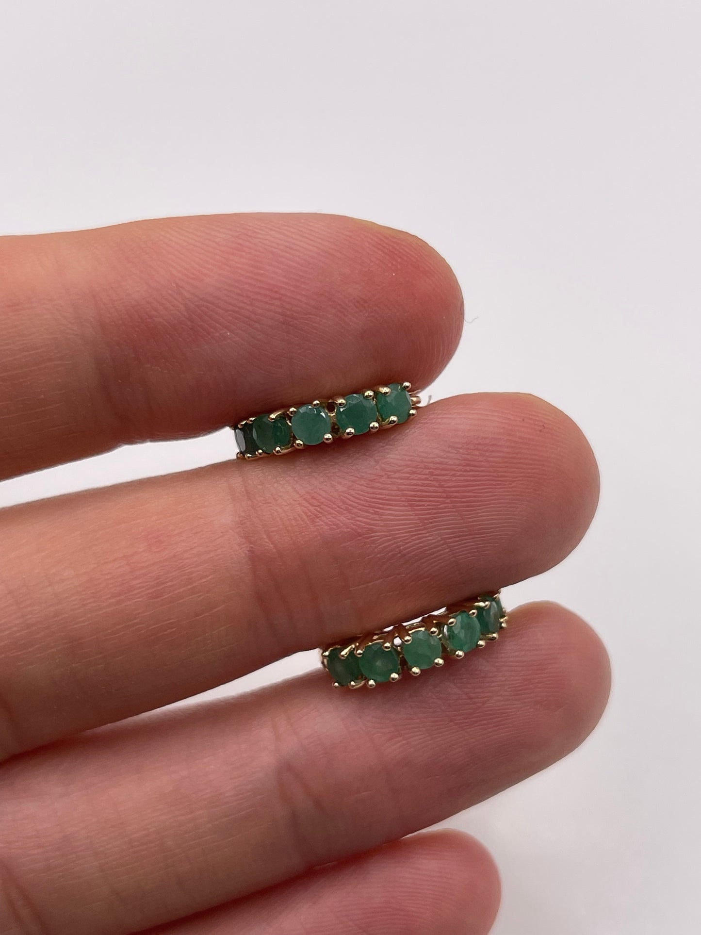 9ct gold emerald huggie earrings