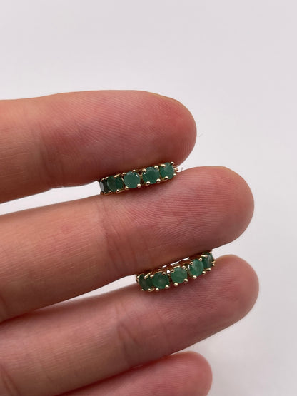 9ct gold emerald huggie earrings