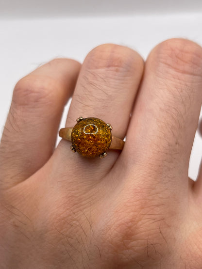 9ct gold amber ring
