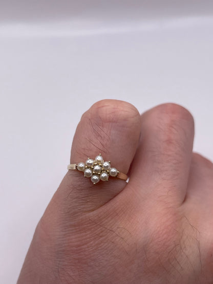 9ct gold pearl cluster ring