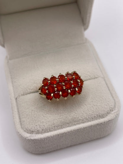 9ct gold fire opal cluster ring