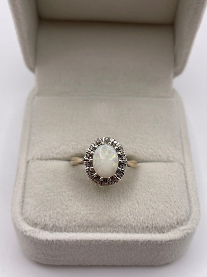 9ct gold opal and diamond ring