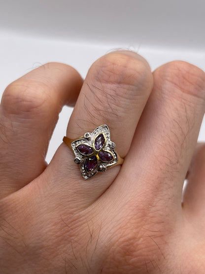 9ct gold amethyst and diamond ring