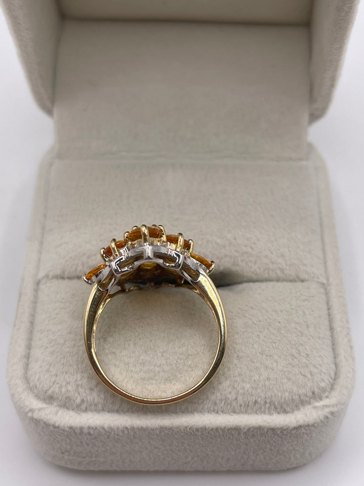 9ct gold orange sapphire and diamond ring