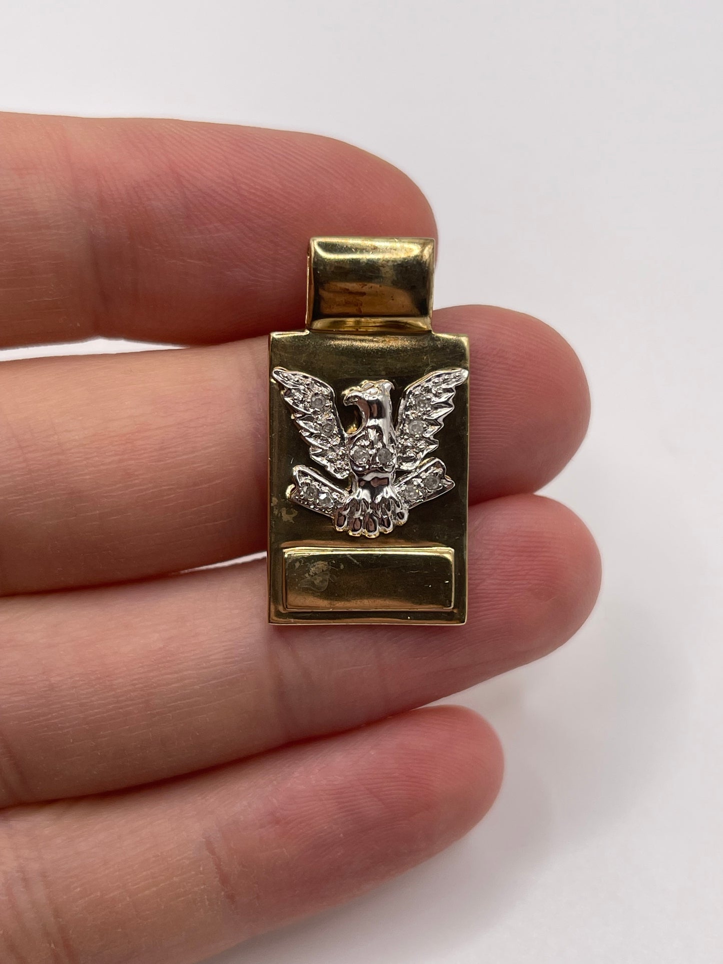 9ct gold diamond eagle pendant