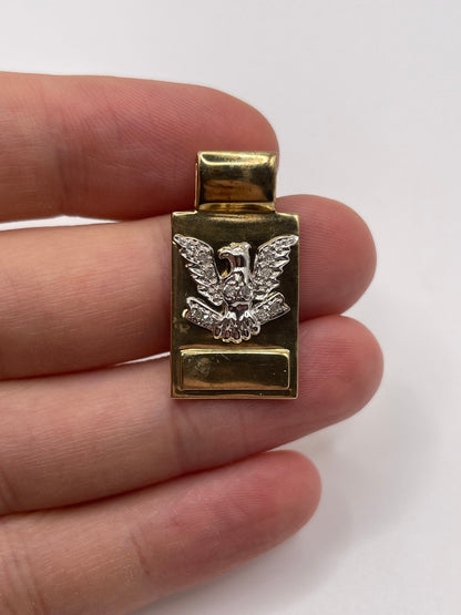 9ct gold diamond eagle pendant