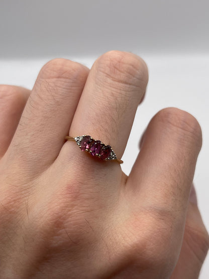 9ct gold tourmaline and diamond ring