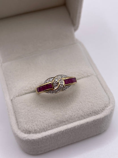 9ct gold ruby and diamond ring