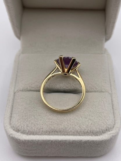 9ct gold amethyst and diamond ring
