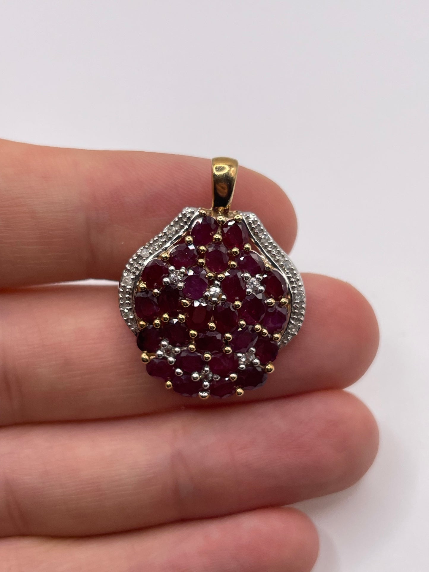 9ct gold ruby and diamond pendant