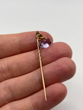 Load image into Gallery viewer, Antique 9ct rose gold amethyst fob stick pin
