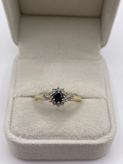 9ct gold sapphire and diamond ring