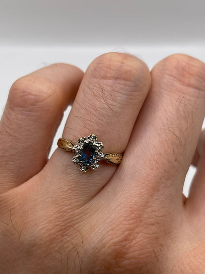 9ct gold topaz and diamond ring