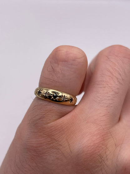 9ct gold sapphire and diamond gypsy ring