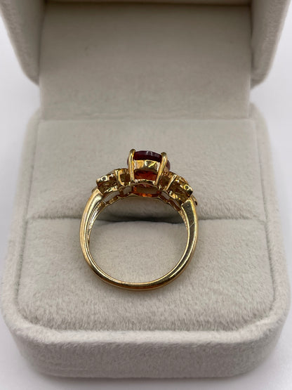 9ct gold citrine and diamond ring