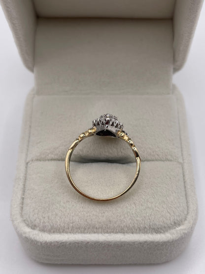 9ct gold ruby and diamond heart ring