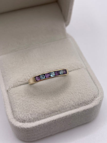 9ct gold amethyst and topaz ring