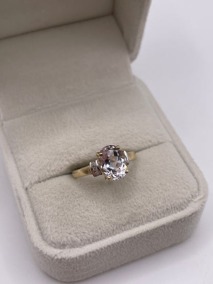 9ct gold pale morganite and diamond ring